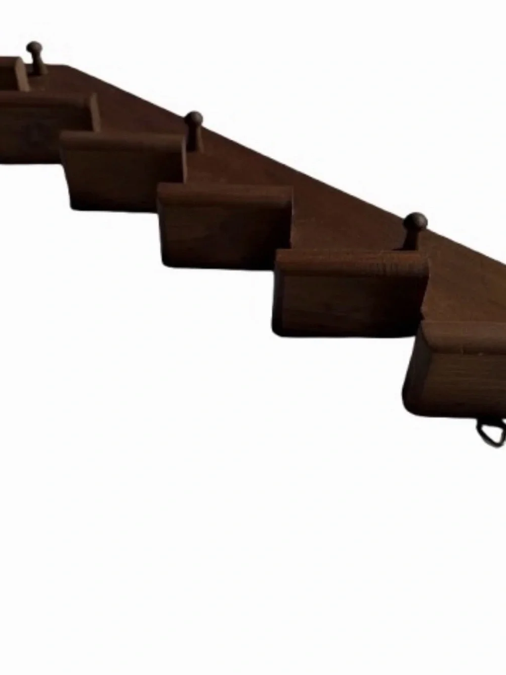 Vintage MCM Wooden Staircase Wall Shelf Knick Knack Curio Display Pegs 17